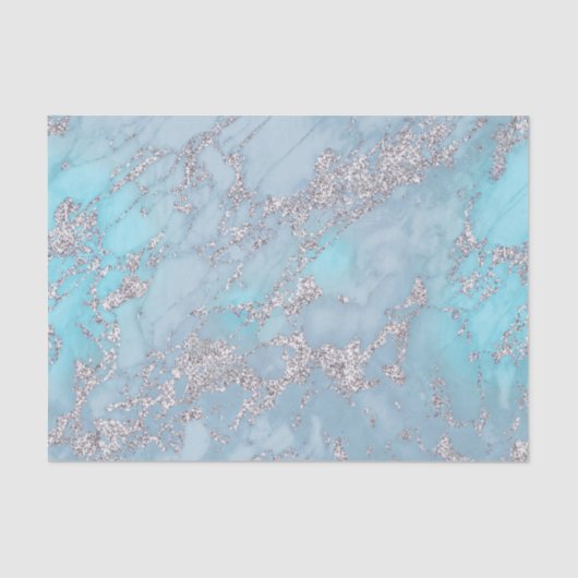 Papier Mousseline parties scintillant bleu gris imitation marbre pie (Recto)