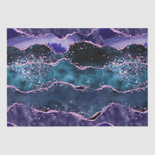 Papier Mousseline Parties scintillant bleue et violet marine Agate m (Recto)