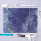 Papier Mousseline Parties scintillant Bleue Royale Marbre fissuré (Artisanat)