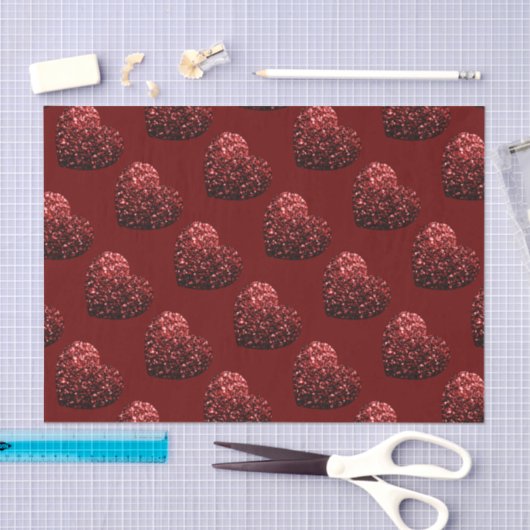 Papier Mousseline Parties scintillant cardiaque scintille motif roug (Artisanat)