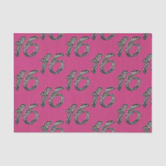 Papier Mousseline Parties scintillant d'argent Glittery 16 Seize 16e (Recto)