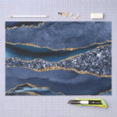 Papier Mousseline Parties scintillant d'or bleu Agate Marbre tendanc (Artisanat)