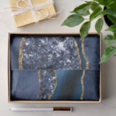Papier Mousseline Parties scintillant d'or bleu Agate Marbre tendanc (Cadeau)