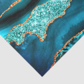 Papier Mousseline Parties scintillant d'or bleu turquoise Aqua Turqu (Détail)