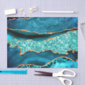 Papier Mousseline Parties scintillant d'or bleu turquoise Aqua Turqu (Artisanat)