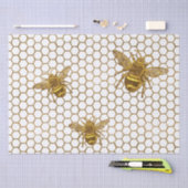 Papier Mousseline Parties scintillant d'or Faux Abeilles d'or Hexago (Artisanat)