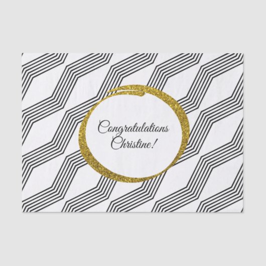 Papier Mousseline Parties scintillant d'or noir blanc Chevron Bande  (Recto)