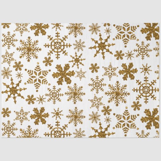 Papier Mousseline Parties scintillant d'or Snowflakes Motif de Noël (Recto)