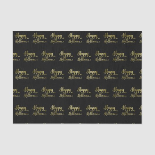 Papier Mousseline Parties scintillant d'or sur Halloween Joyeux Noir (Recto)