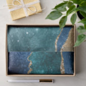 Papier Mousseline Parties scintillant d'or Turquoise Abstraite Galax (Cadeau)