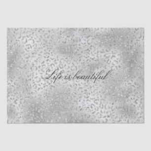 Papier Mousseline Parties scintillant Empreinte de léopard argent Lu