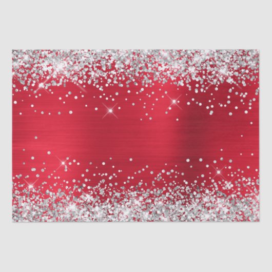 Papier Mousseline Parties scintillant en argent brillant rouge Ombre (Recto)