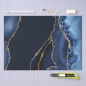 Papier Mousseline Parties scintillant en marbre Bleu et Faux Or (Artisanat)