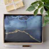 Papier Mousseline Parties scintillant en marbre Bleu et Faux Or (Cadeau)