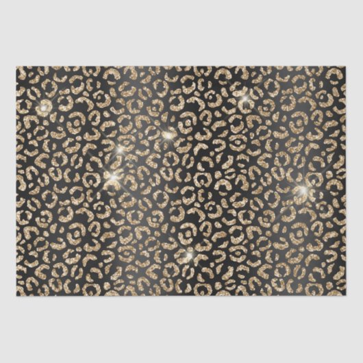 Papier Mousseline Parties scintillant en or noir chic Leopard (Recto)