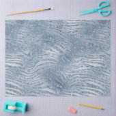 Papier Mousseline Parties scintillant en verre bleu Zebra Print (Artisanat)