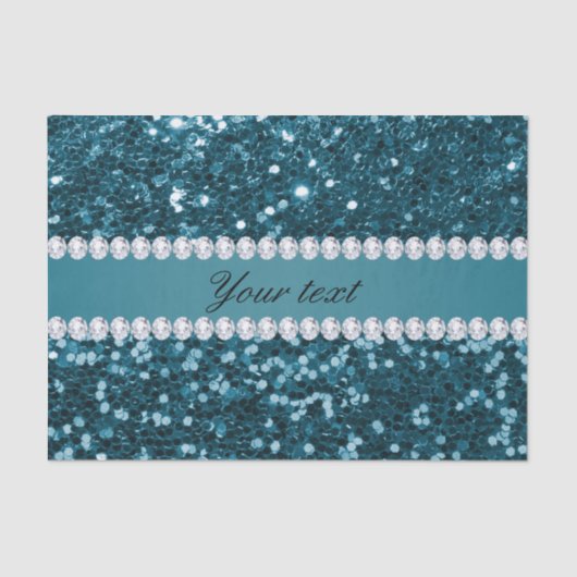 Papier Mousseline Parties scintillant et diamants de Dark Turquoise (Recto)