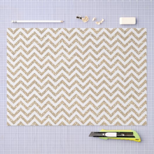 Papier Mousseline Parties scintillant Gold Faux Chevron (Artisanat)