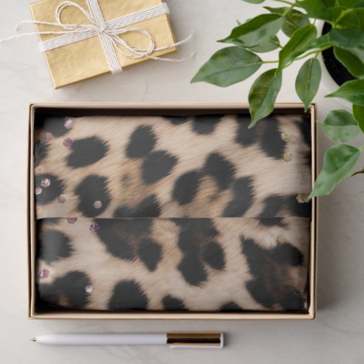 Papier Mousseline Parties scintillant Leopard Gold Rose (Cadeau)