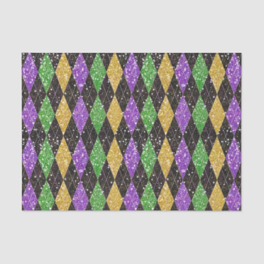 Papier Mousseline Parties scintillant Mardi Gras Jacquard Arlequin (Recto)