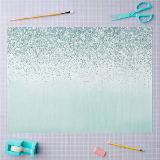 Papier Mousseline Parties scintillant Mint Ombre (Artisanat)