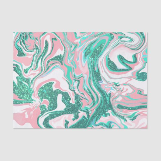 Papier Mousseline Parties scintillant moderne blanche rose Turquoise (Recto)