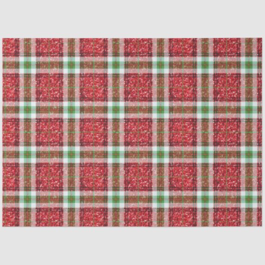 Papier Mousseline Parties scintillant moderne rouge et vert plaid No (Recto)