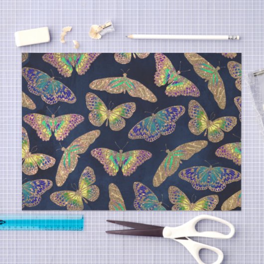 Papier Mousseline Parties scintillant Motif d'aquarelle marine (Artisanat)