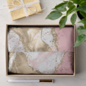 Papier Mousseline Parties scintillant or Marbre blanc rose (Cadeau)