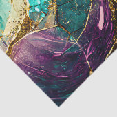 Papier Mousseline Parties scintillant or Turquoise et violet verre A (Détail)