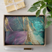 Papier Mousseline Parties scintillant or Turquoise et violet verre A (Cadeau)