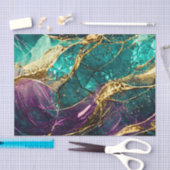 Papier Mousseline Parties scintillant or Turquoise et violet verre A (Artisanat)