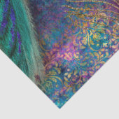 Papier Mousseline Parties scintillant Peacocks Élégantes Plumes rose (Détail)