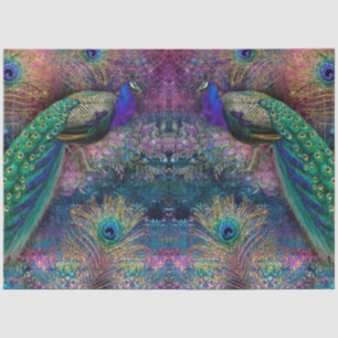 Papier Mousseline Parties scintillant Peacocks Élégantes Plumes rose