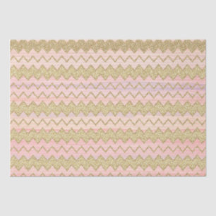 Papier Mousseline Parties scintillant rose et or Grandes bandes ondu