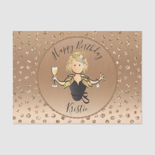 Papier Mousseline Parties scintillant Rose Gold Anniversaire ou part (Recto)