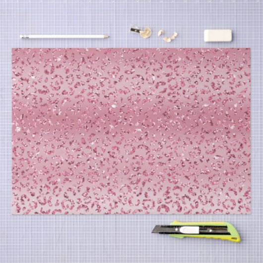 Papier Mousseline Parties scintillant rose Leopard Ombre (Artisanat)