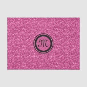 Papier Mousseline Parties scintillant rose monogramme et étincelles 