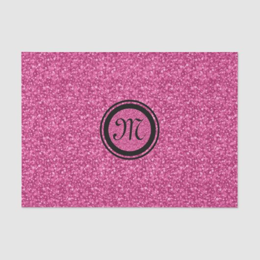 Papier Mousseline Parties scintillant rose monogramme et étincelles  (Recto)
