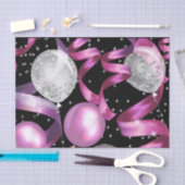 Papier Mousseline Parties scintillant rose noir argent doux 16 fête  (Artisanat)