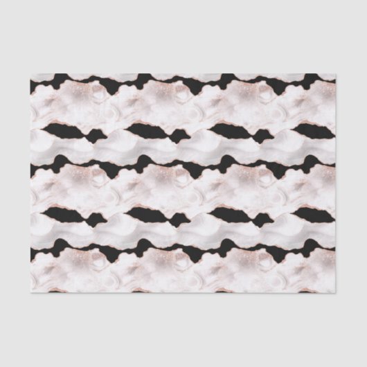 Papier Mousseline Parties scintillant rose or Agate noir blanc (Recto)