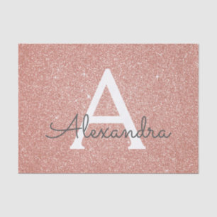 Papier Mousseline Parties scintillant rose Rose or et Monogramme éti