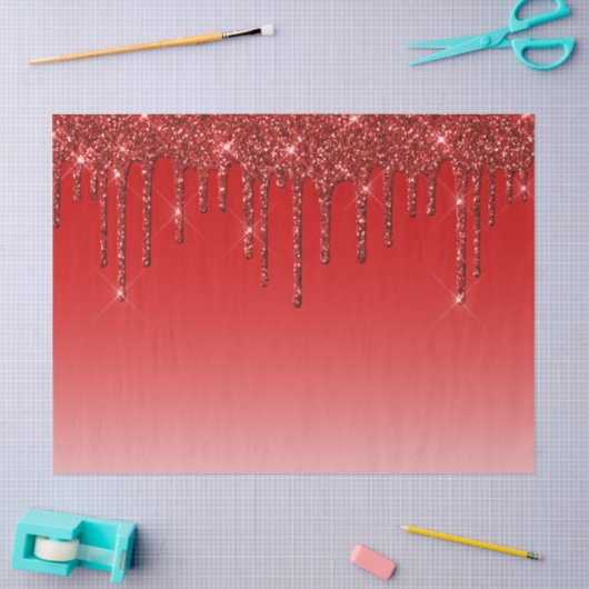 Papier Mousseline Parties scintillant rouges tendance (Artisanat)