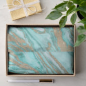 Papier Mousseline Parties scintillant Séquin Or Marbre Turquoise Smo (Cadeau)