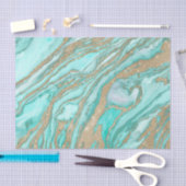 Papier Mousseline Parties scintillant Séquin Or Marbre Turquoise Smo (Artisanat)