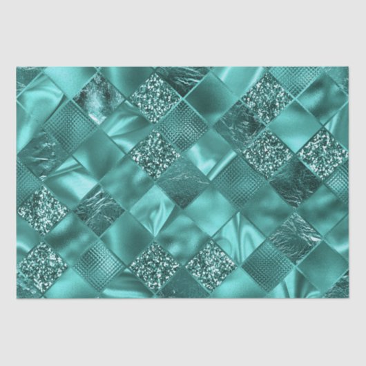 Papier Mousseline Parties scintillant Turquoise et diamants de l'hui (Recto)
