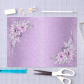 Papier Mousseline Parties scintillant violette lavande avec fleurs f (Artisanat)