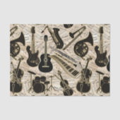 Papier Mousseline Partition et instruments Black/Gold ID481 (Recto)