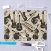 Papier Mousseline Partition et instruments Black/Gold ID481 (Artisanat)