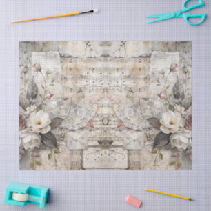 Papier Mousseline Partition florale vintage victorienne